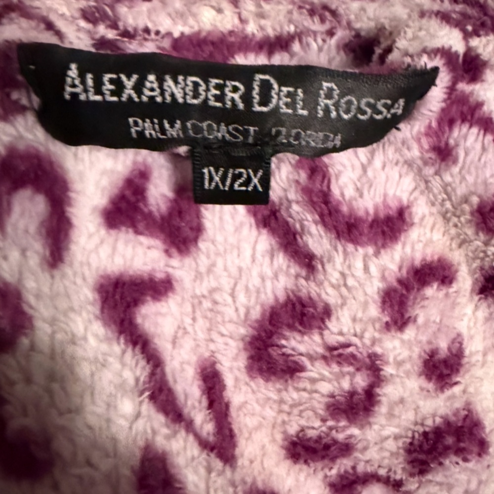 Alexander Del Rossa•1X/2X•Leopard Print Plush Hooded Robe - Picture 8 of 12